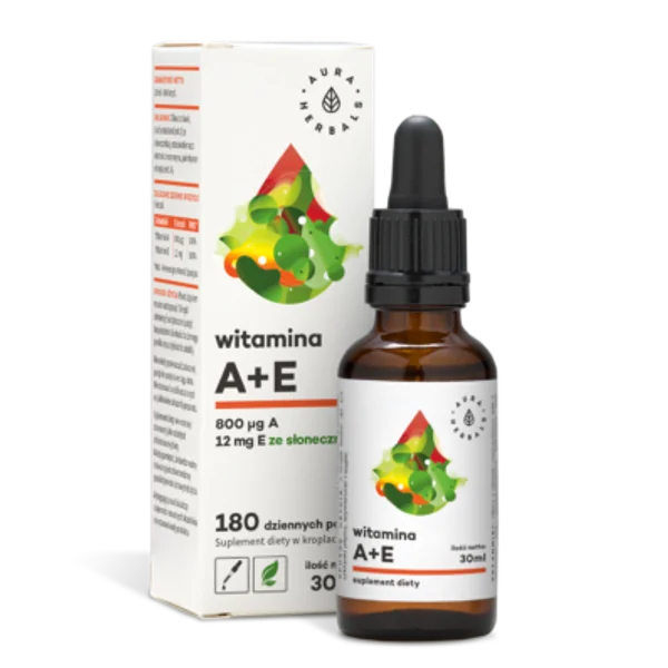Aura Herbals Vitamin A+E Tropfen in einer Glasflasche, geeignet für Hautpflege und Sehkraft, mit Olivenöl und natürlichem Vitamin E