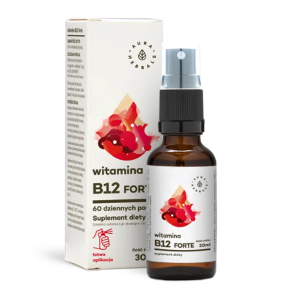 Aura Herbals Vitamin B12 Forte Spray – 30 ml Flasche für die tägliche Versorgung mit Vitamin B12, hilft bei Müdigkeit und unterstützt das Immunsystem