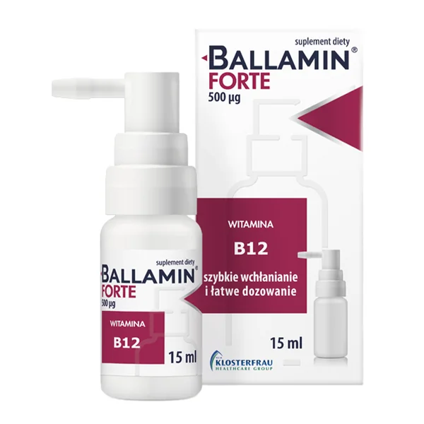 Ballamin Forte Mundspray mit Vitamin B12 – sublingualer Spray mit Cyanocobalamin, vegan, ohne Zucker, 15 ml