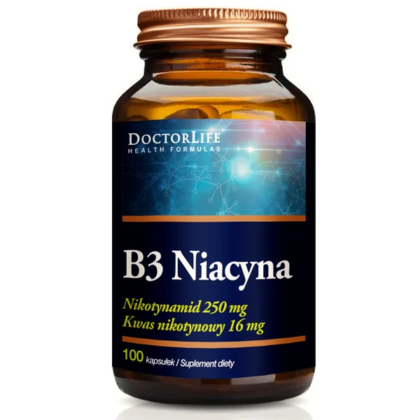 Doctor Life B3 Niacin Kapseln – Nahrungsergänzung mit 250 mg Niacin zur Unterstützung des Nervensystems und der Reduktion von Müdigkeit