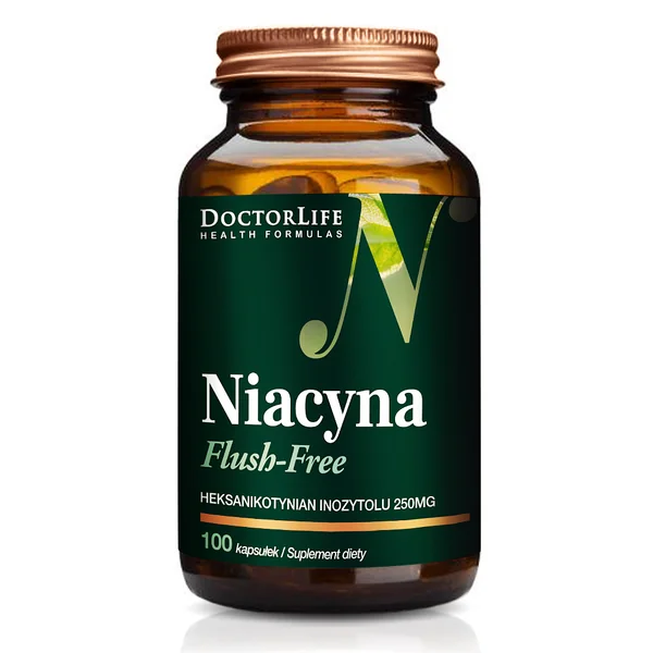 Doctor Life Niacyna Flush-Free 250 mg Kapseln für die optimale Vitamin B3 Versorgung ohne Flush-Effekt. Vegan und glutenfrei