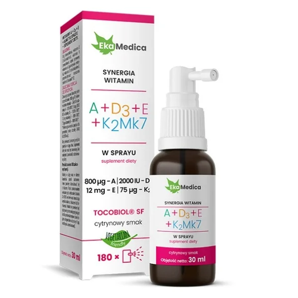 A+E+K2 Vitamin Spray, 30 ml Flasche, enthält Vitamine A, D3, E und K2 in einer praktischen Sprühform zur täglichen Anwendung
