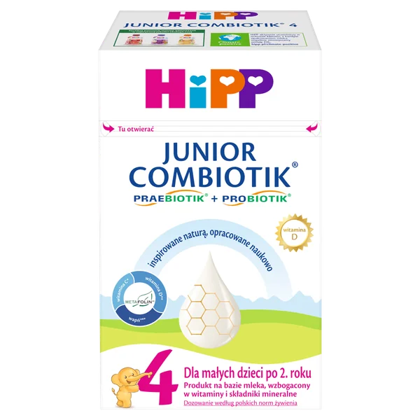 HiPP 4 Junior Combiotik für Kinder ab 2 Jahren in der 550 g Verpackung – eine gesunde Nahrungsformel mit Vitaminen und Mineralstoffen