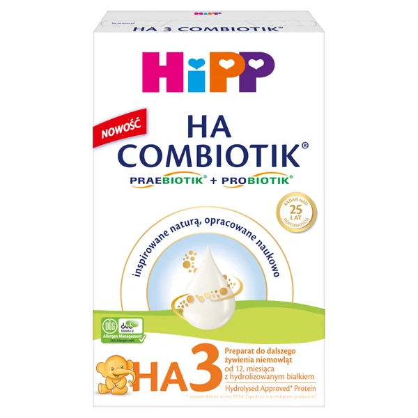 HiPP HA 3 Combiotik Pulver für Babys ab 12 Monaten, 350g, in einer Packung aus stabilem Material.