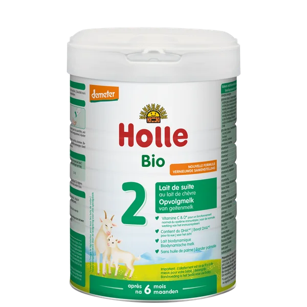 Holle Bio 2 Folgemilch auf Ziegenmilchbasis für Babys ab 6 Monaten, Verpackung und Produktansicht