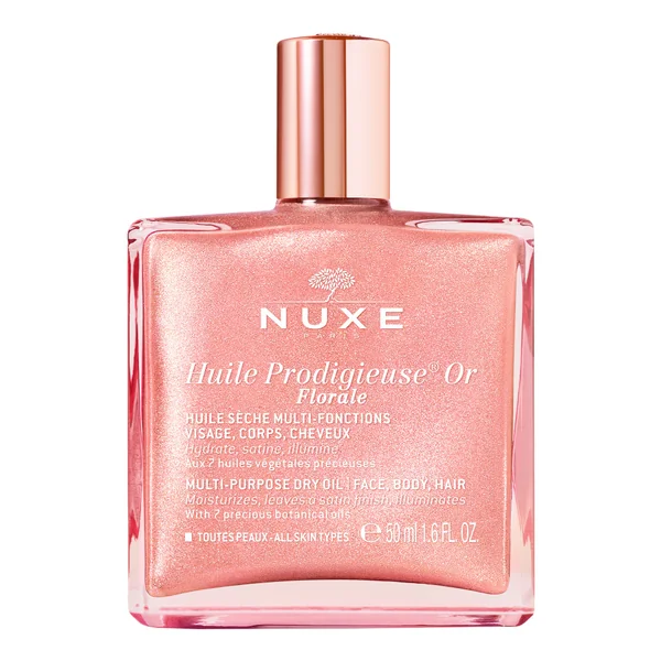 Nuxe Huile Prodigieuse Or Florale – Trockenes Öl mit goldenen Perlen für Haut und Haare, pflegt und verleiht einen glänzenden, roségoldenen Schimmer