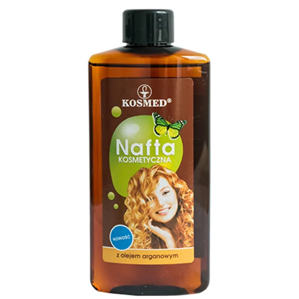 Kosmetisches Paraffinöl mit Arganöl von Kosmed in einer 150 ml Flasche für intensive Haarpflege und Schutz vor UV-Schäden.