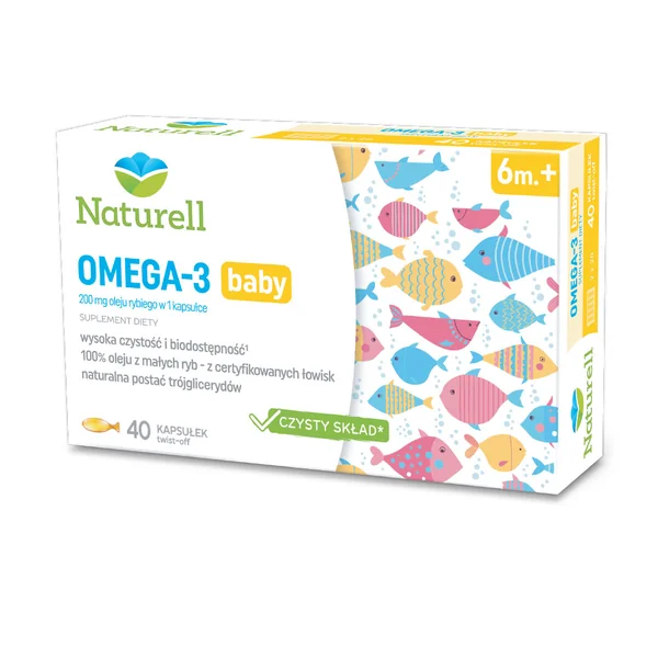 Naturell Omega-3 Baby – 40 Twist-Off Kapseln, reich an DHA für die gesunde Entwicklung von Babys, Fischöl in praktischer Kapsel