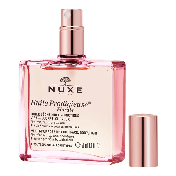 Nuxe Huile Prodigieuse Florale – Trockenöl für Haut, Gesicht und Haare in einer 50 ml Flasche. Pflegt und regeneriert mit blumigem Duft.