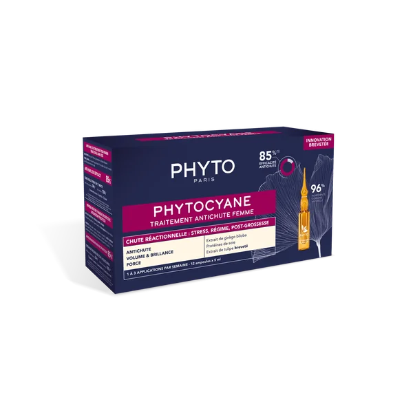 PHYTO PHYTOCYANE Kur gegen Haarausfall bei Frauen – pflanzliche Ampullen für volleres, stärkeres Haar