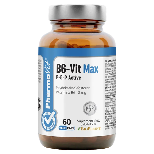 Pharmovit B6-Vit Max P-5-P Active – hoch bioverfügbares Vitamin B6 mit BioPerine, 60 Kapseln Nahrungsergänzung