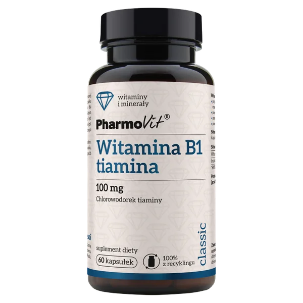 Pharmovit Vitamin B1 Kapseln 100 mg – Nahrungsergänzung zur Unterstützung von Nerven, Psyche und Herz