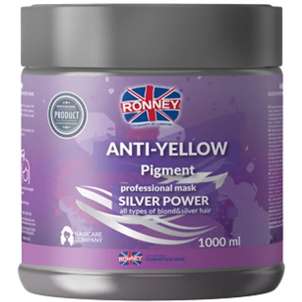 RONNEY Silver Power Anti-Yellow Pigment Maske für blondes und graues Haar, neutralisiert Gelbtöne und pflegt das Haar intensiv