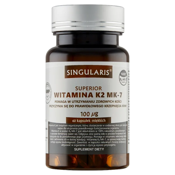 Singularis Superior Vitamin K2 MK-7 – 60 Kapseln mit natürlichem K2 aus Natto in nativem Olivenöl extra