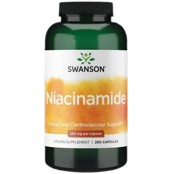 Swanson Niacinamide 250mg Nahrungsergänzung, unterstützt das Nervensystem und fördert die Hautgesundheit, 250 Kapseln