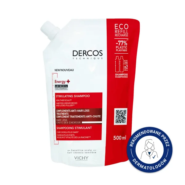Vichy Dercos Energy+ Shampoo 500 ml zur Bekämpfung von Haarausfall und zur Stärkung der Haarstruktur, geeignet für empfindliche Kopfhaut
