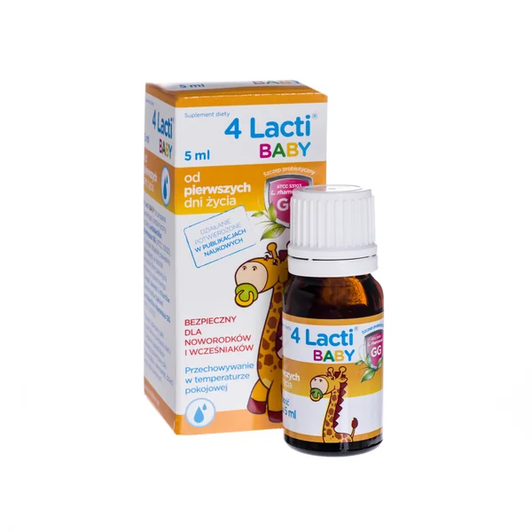 4 Lacti Baby Tropfen für Babys und Kinder zur Unterstützung der Darmflora mit Lactobacillus rhamnosus GG, 5 ml Flasche
