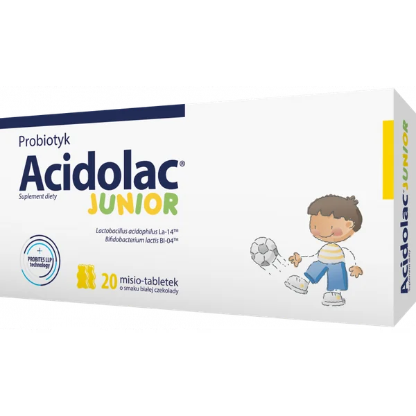 Acidolac Junior Bärchen-Tabletten mit weißer Schokolade für Kinder – Probiotikum zur Unterstützung der Darmflora und Abwehrkräfte