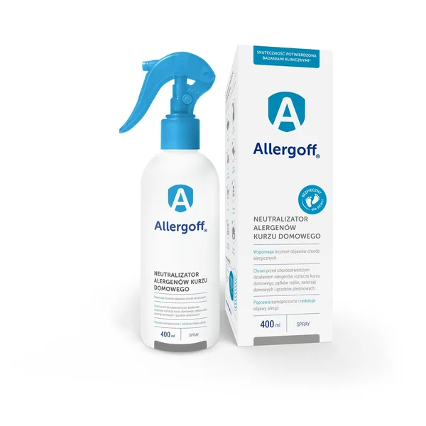 Allergoff Spray gegen Hausstauballergene – Milbenneutralisator für Allergiker, 400 ml Flasche