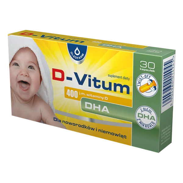 D-Vitum 400 I.E. + DHA Kapseln für Säuglinge und Kinder. Ergänzt die Ernährung mit DHA und Vitamin D3 für das Wachstum und die Gesundheit