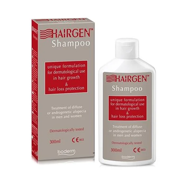 Hairgen Shampoo Flasche 300 ml gegen Haarausfall und für gesunde, kräftige Haare.