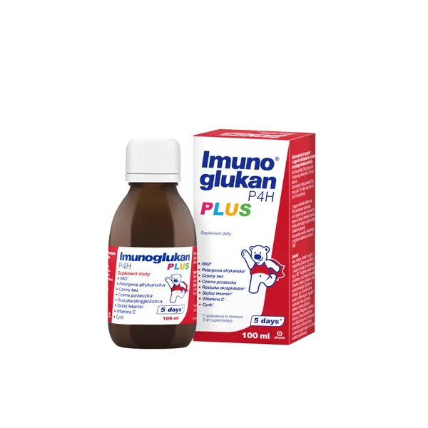 Imunoglukan P4H Plus flüssiges Nahrungsergänzungsmittel zur Unterstützung des Immunsystems, mit Zink, Vitamin C und pflanzlichen Extrakten
