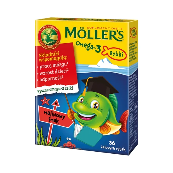 Möller’s Omega-3 Fische mit DHA und Vitamin D3 – Gummibonbons für Kinder zur Unterstützung von Gehirn, Knochen und Immunabwehr
