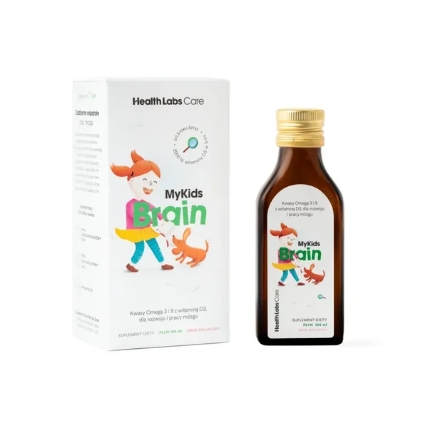 Flüssiges Omega-3 Nahrungsergänzungsmittel MyKids Brain für Kinder ab 3 Jahren zur Unterstützung des Gehirns und der Entwicklung, mit Vitamin D