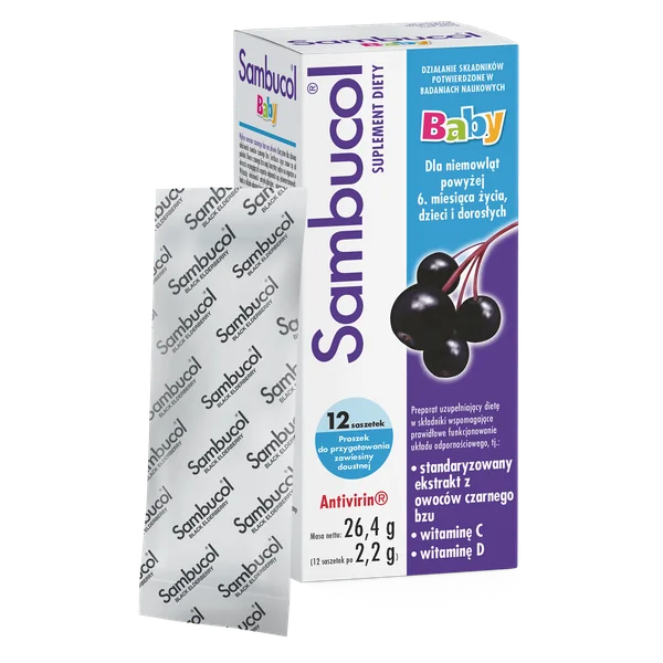 Sambucol Baby Nahrungsergänzung mit Holunderextrakt, Vitamin C und D zur Unterstützung des Immunsystems von Kindern. Geeignet für Kinder ab 6 Monaten
