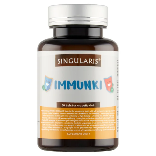 Singularis Immunki Gummibärchen für Kinder, vegan und glutenfrei, unterstützen das Immunsystem mit natürlichen Zutaten wie Sanddorn, Beeren und Vitaminen