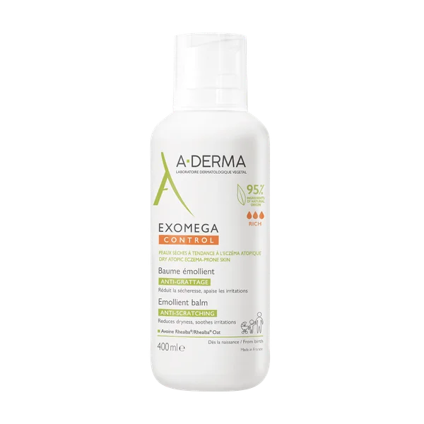 A-Derma Exomega Control Emollient Balsam 400 ml für trockene und atopische Haut
