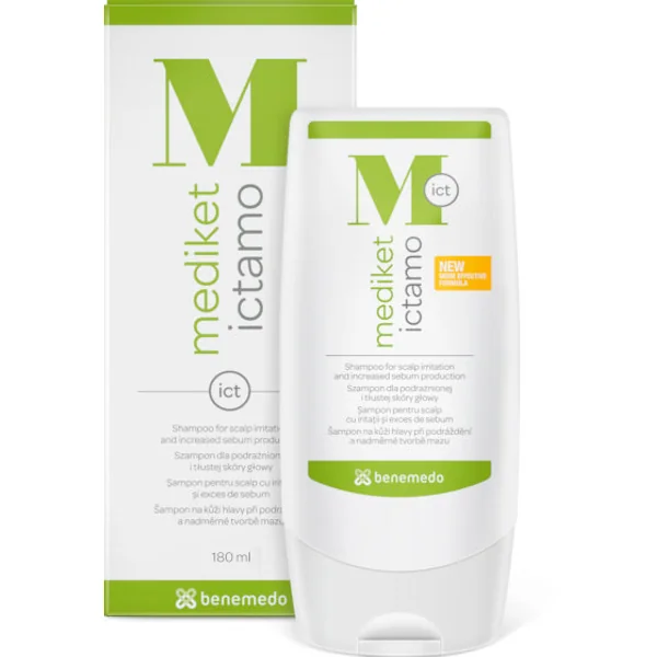 Mediket Ictamo Shampoo 180 ml gegen Seborrhoe und Schuppen mit Ichthyol für empfindliche, gereizte Kopfhaut