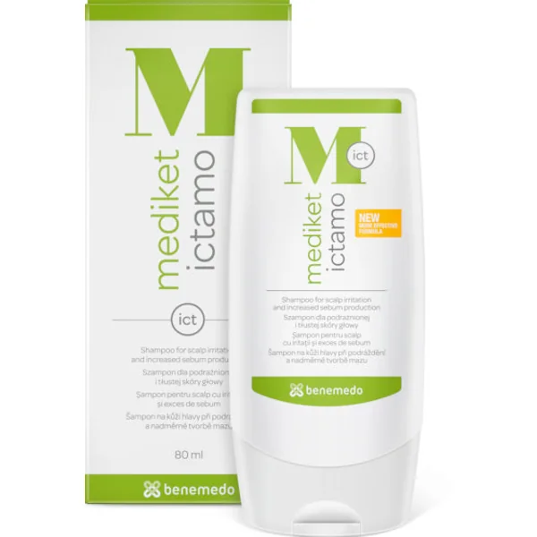 Mediket Ictamo Shampoo 80 ml gegen Seborrhoe und Schuppen mit Ichthyol für empfindliche, gereizte Kopfhaut