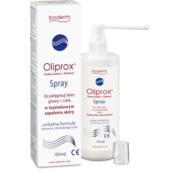 Oliprox Spray Flasche für die Behandlung von seborrhoischer Dermatitis und Schuppen, 150 ml