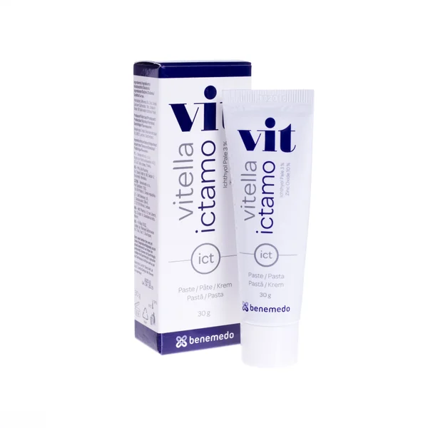 Vitella Ictamo Creme 30g – beruhigende Zink- und Ichthyolcreme bei gereizter Haut, Psoriasis, Akne und Ekzemen