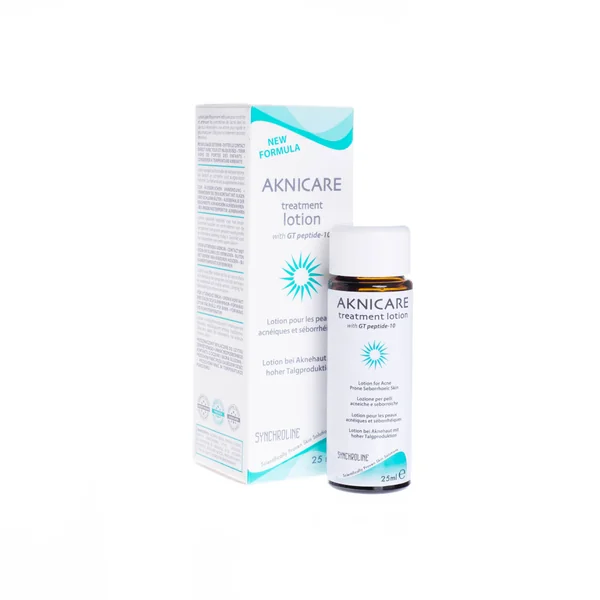 Aknicare Treatment Lotion mit selbststerilisierendem Schwamm für fettige und zu Akne neigende Haut, 25 ml