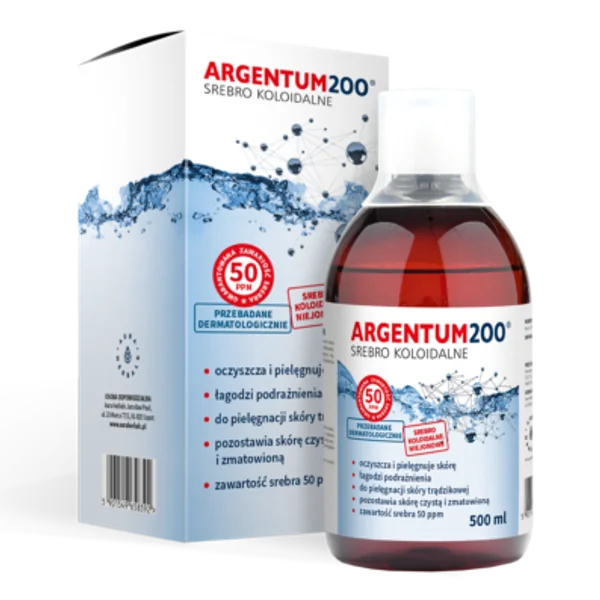 Argentum 200 Kolloidales Silber Tonikum 50 ppm 500 ml – natürliches antibakterielles Gesichtstonikum zur Hautpflege