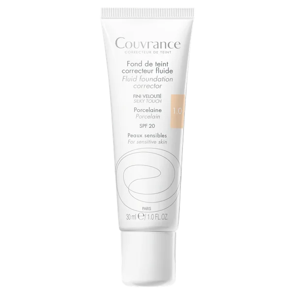 Avène Couvrance korrigierendes Fluid 01 Porzellan – getöntes Pflegefluid mit LSF 20, 30 ml