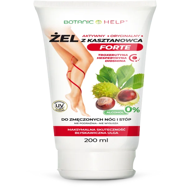 Botanic Help Forte Gel 200 ml, kühlendes Rosskastanien-Gel für müde, schwere und geschwollene Beine