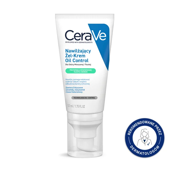 CeraVe Gel-Creme für Misch- und fettige Haut, 52 ml – feuchtigkeitsspendend, mattierend, stärkt die Hautbarriere
