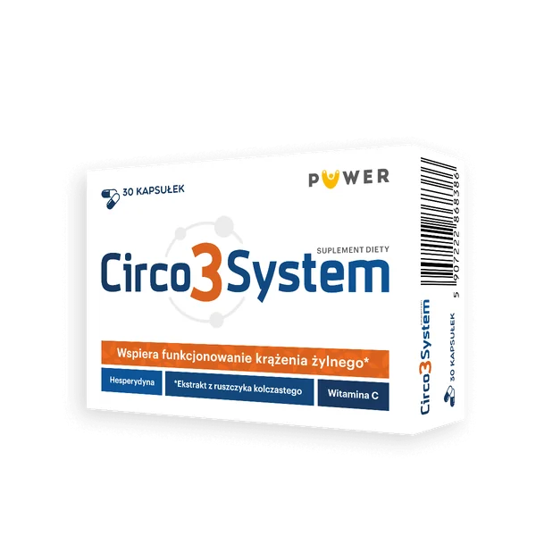 Circo3System Nahrungsergänzungsmittel 30 Kapseln mit Stechendem Mäusedorn, Hesperidin und Vitamin C zur Unterstützung der venösen und lymphatischen Funktion.