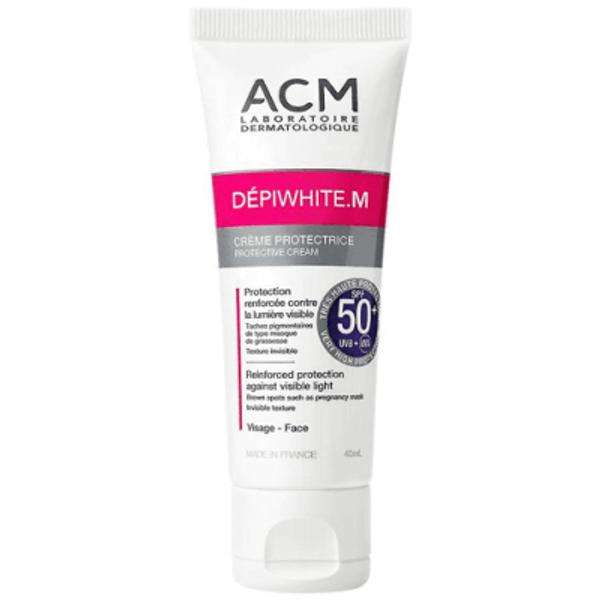 ACM Depiwhite.M Gesichtscreme SPF 50+ gegen Pigmentflecken, Sonnenschutz, unsichtbare Textur, dermatologisch getestet, 40 ml
