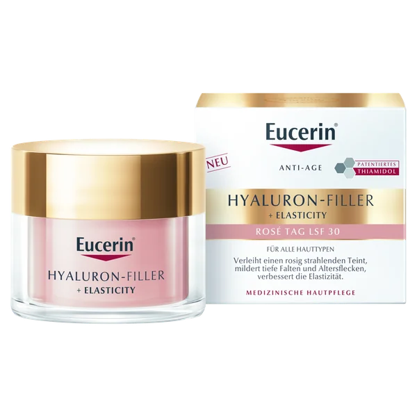 Eucerin Hyaluron-Filler + Elasticity Rose Tagescreme SPF30 – Anti-Aging Creme gegen Falten und Pigmentflecken