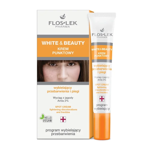 FlosLek White and Beauty Punktaufhellende Creme zur Reduzierung von Pigmentflecken und Sommersprossen für einen gleichmäßigen Hautton.