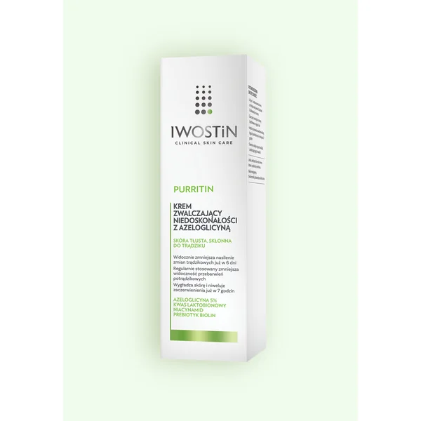 Iwostin Purritin Creme 40 ml – Gesichtscreme gegen Hautunreinheiten mit Azeloglycin