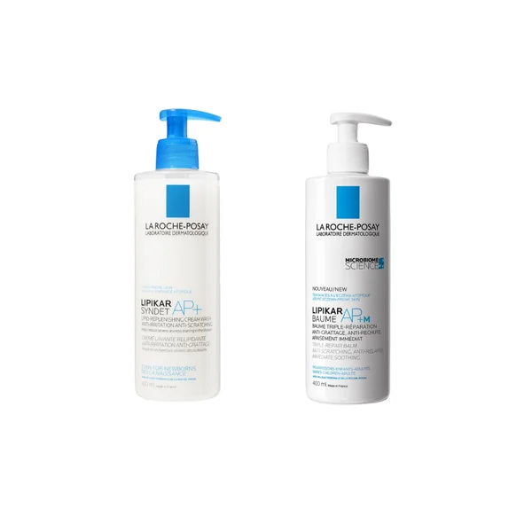 La Roche-Posay Lipikar Syndet Duschgel und Lipikar Balsam AP+M für trockene, empfindliche und atopische Haut 400 ml