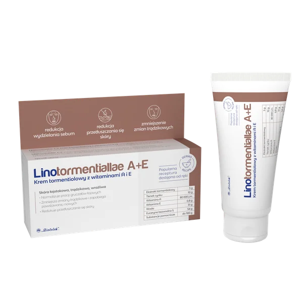 Linotormentiallae A+E Tormentiol-Creme mit Vitamin A und E für fettige, zu Akne neigende und empfindliche Haut, 50 g