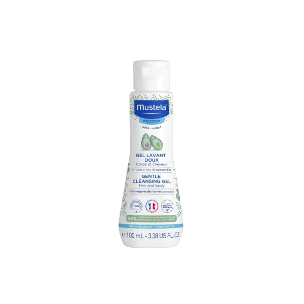 Mustela Bebe Waschgels für Babys, sanfte Hautpflege mit Avocado Perseose, feuchtigkeitsspendend und beruhigend.