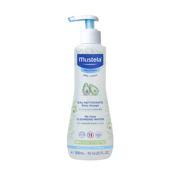 Mustela Bebe Enfant sanftes Reinigungwasser 300 ml – reinigt Gesicht und Windelbereich, pflegt empfindliche Babyhaut, vegan, ohne Abspülen.