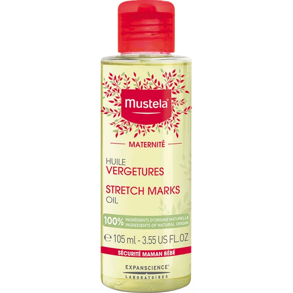 Mustela Maternité Dehnungsstreifenöl 105 ml – feuchtigkeitsspendend und zur Vorbeugung von Dehnungsstreifen während der Schwangerschaft
